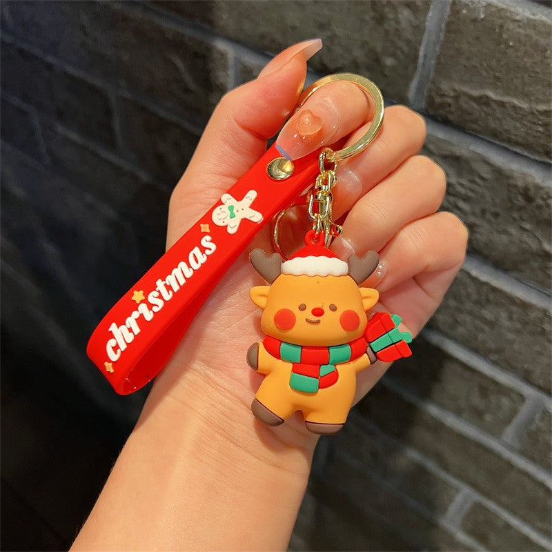 Wholesale Christmas Elk Christmas Tree Snowman Soft Rubber Keychain